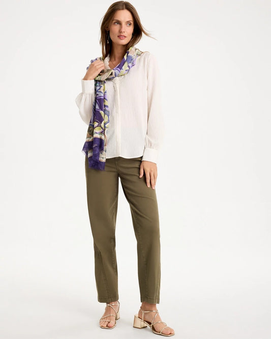 Textured Pleat Neck Blouse - US 1191