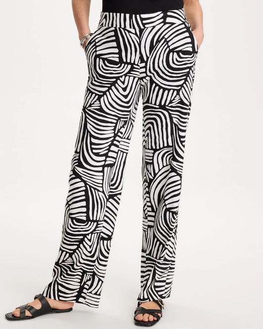 Geo Pull-On Wide-Leg Linen Pants - US 5424