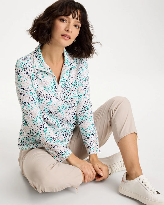 Zenergy® UPF Dots Pullover Half Zip Top - US 2568
