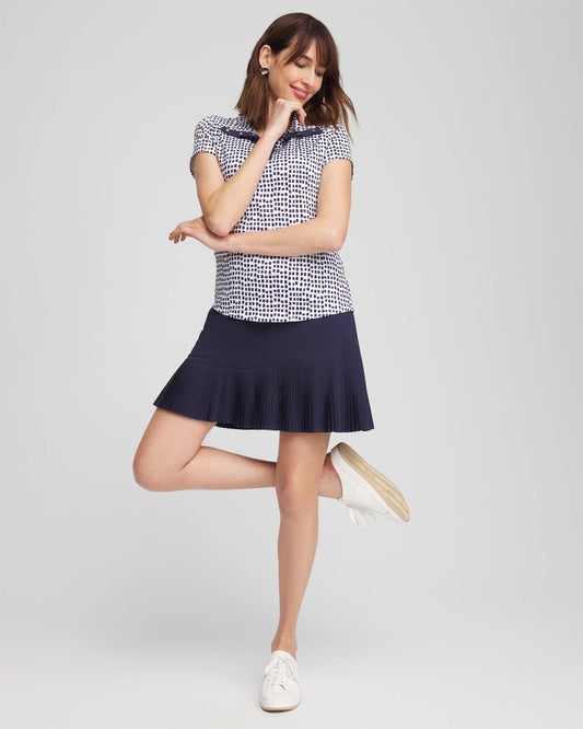 Zenergy® UPF Dots Mockneck Short-Sleeve Top - US 8592