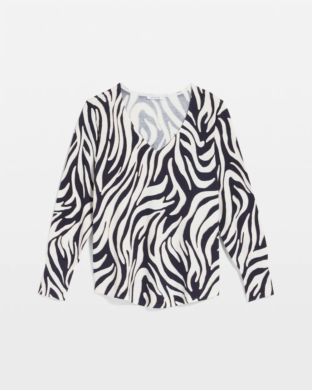 Ella Zebra V-Neck Pullover Sweater - US 3562