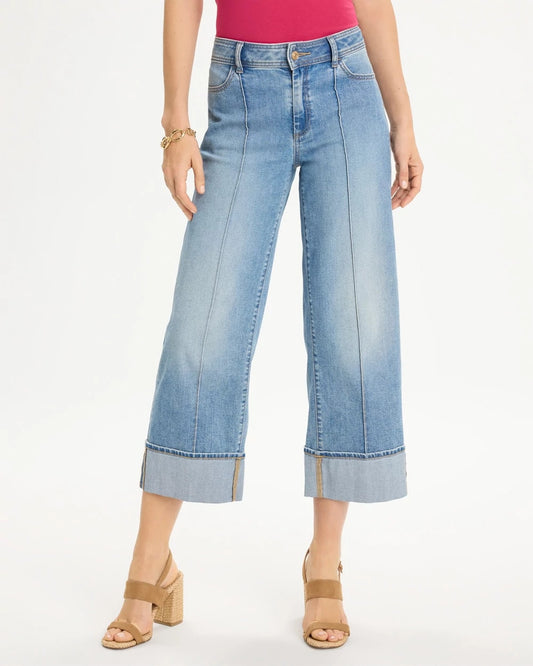 Pintuck High-Cuff Cropped Jeans - US 3639