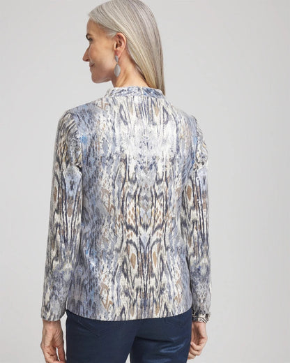 Chico's Women | Sequin Reptile Funnel Neck tee CLASSIC NAVY