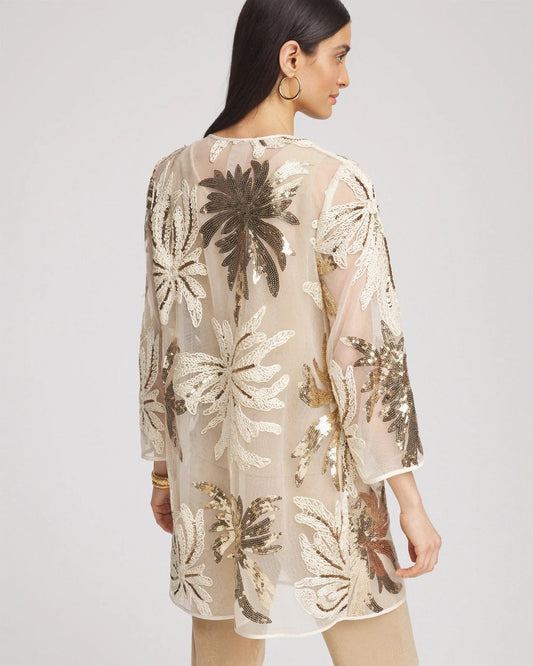 Chico's Women | Travelers™ Collection Sequin-Mesh Jacket MODERN ECRU