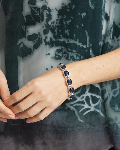 Chico's Women | Large Faceted Gem Stretch Bracelet BLUE