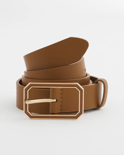 Chico's Women | Cognac Enamel Buckle Trouser Belt BROWN