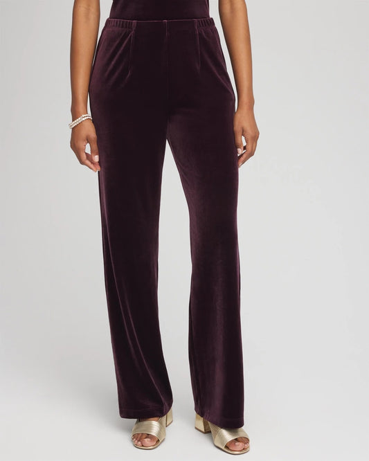 Chico's Women | Petite Travelers™ Velvet No Tummy Pants NIGHT BLOOM