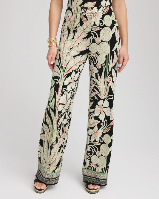 Chico's Women | Petite Travelers™ Island-Motif Palazzo Pants SALTED LIME