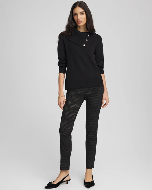 Chico's Women | Petite Jacquard Brigitte™ Slim Ankle Pants BLACK