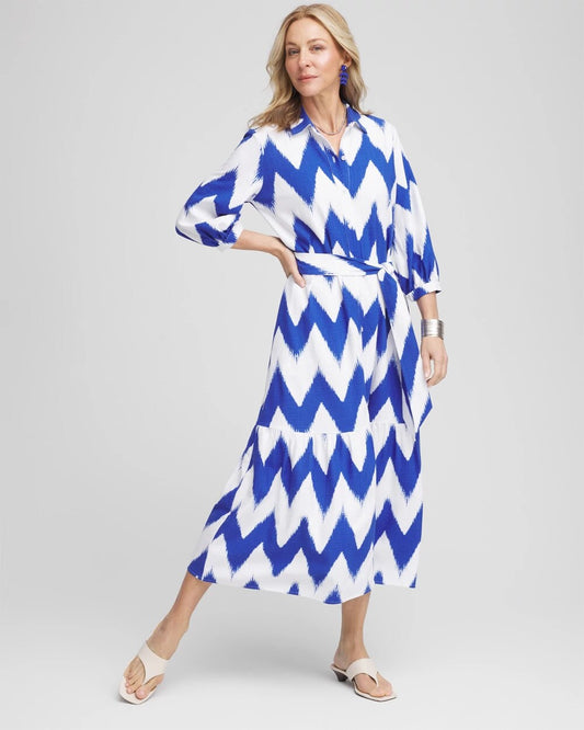 Chico's Women | Petite Chevron Striped Shirtdress ALABASTER