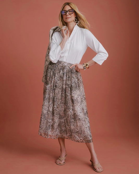 Georgette Python Animal Print Pull-On Skirt - US 5695