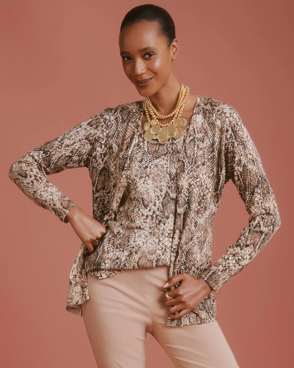 Ella Python Animal Print Cardigan - US 8822