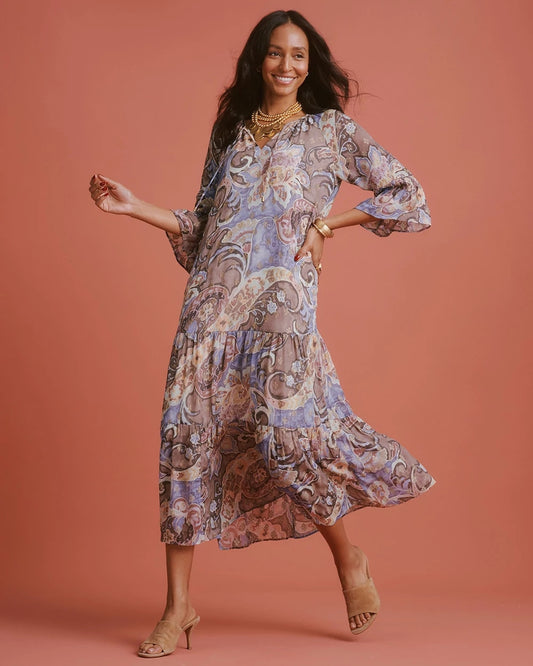 Foiled Woven Pleated Dress - US 3427