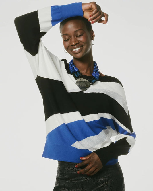Intarsia Bateau Dolman Pullover Sweater - US 7716