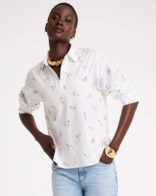 Poplin Cotton Dog Print Popover - US 4028