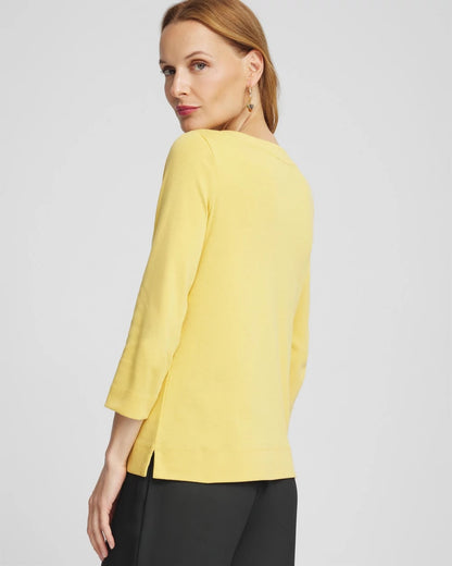 3/4 Sleeve Bateau Neck Tee - US 4893
