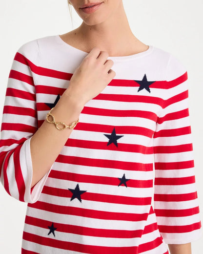 Cotton-Blend Americana Striped Intarsia Sweater - US 2750