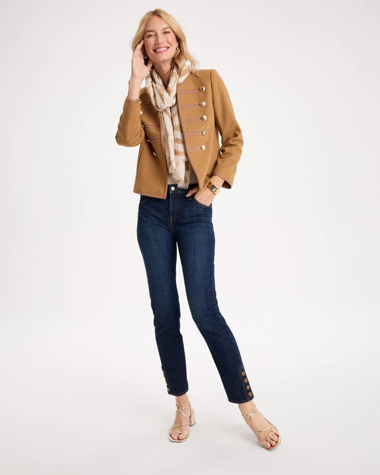 Petite Girlfriend Slim Faux Leather Hem Ankle Jeans - US 6750