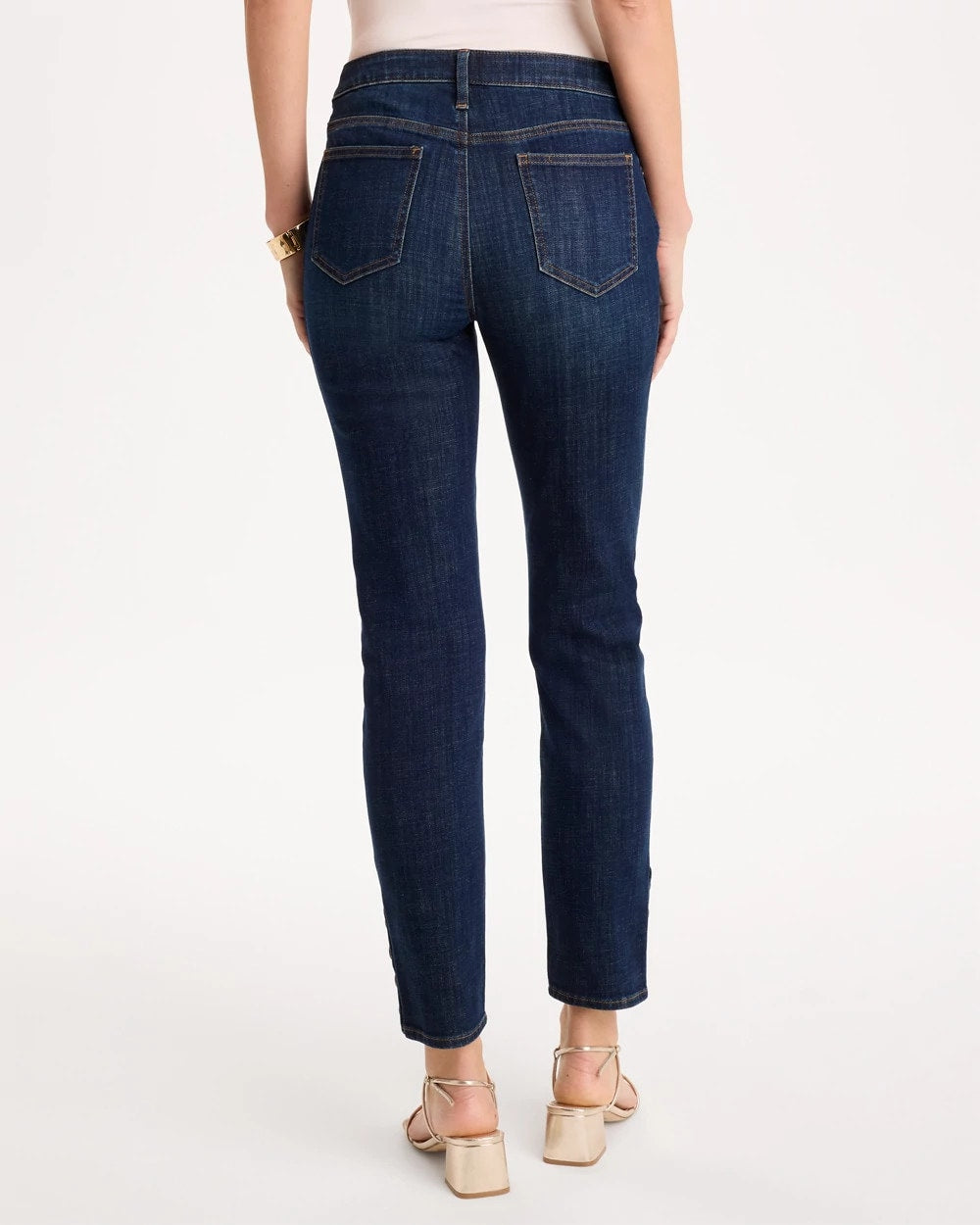 Petite Girlfriend Slim Faux Leather Hem Ankle Jeans - US 6750