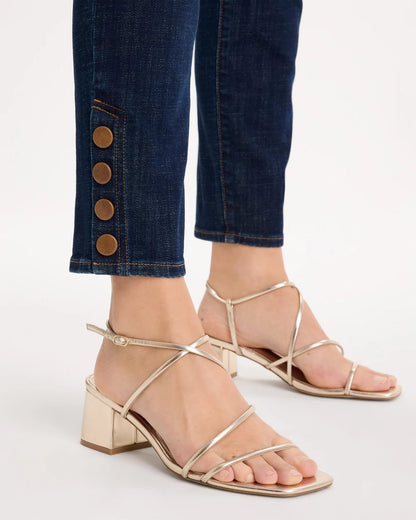 Petite Girlfriend Slim Faux Leather Hem Ankle Jeans - US 6750