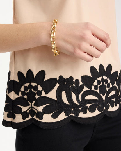 Applique Embellished Sleeveless Top - US 7700
