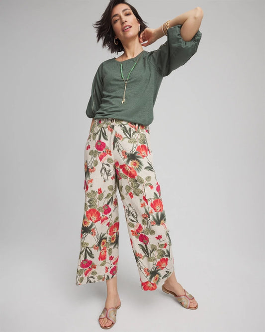 Linen Cargo Wide-Leg Pants - US 9654