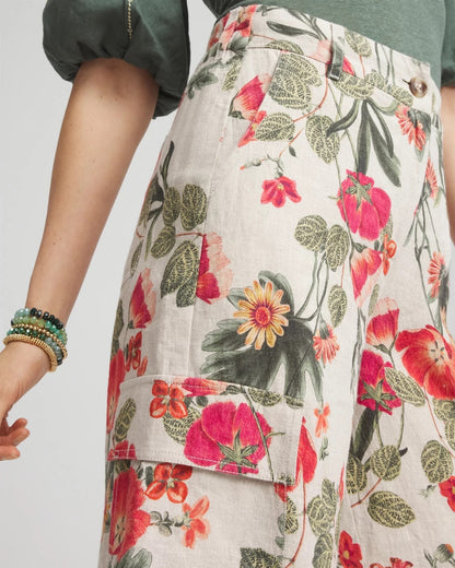 Linen Cargo Wide-Leg Pants - US 9654