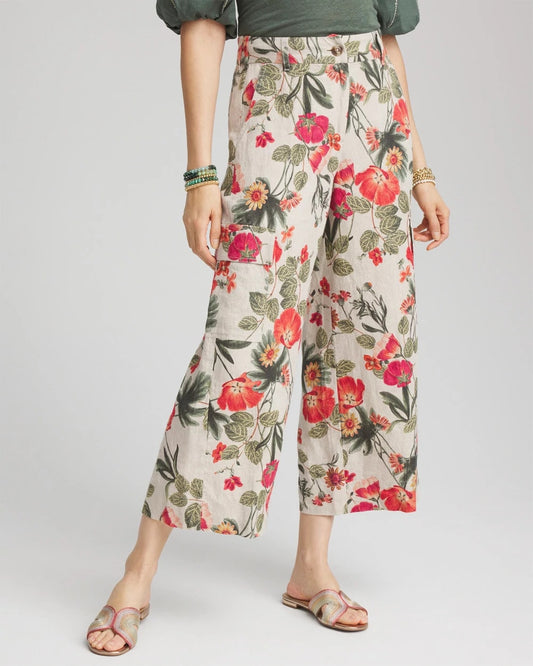 Linen Cargo Wide-Leg Pants - US 9654