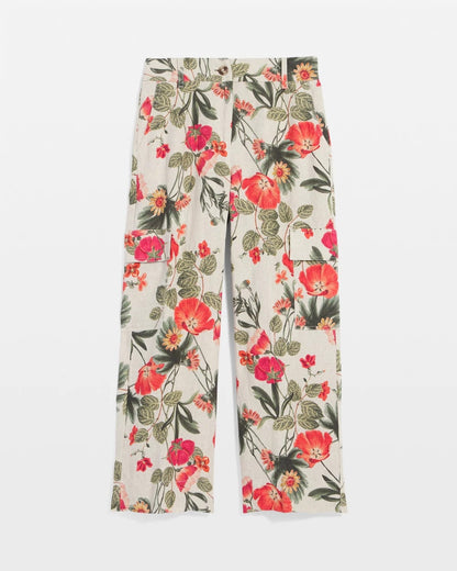 Linen Cargo Wide-Leg Pants - US 9654