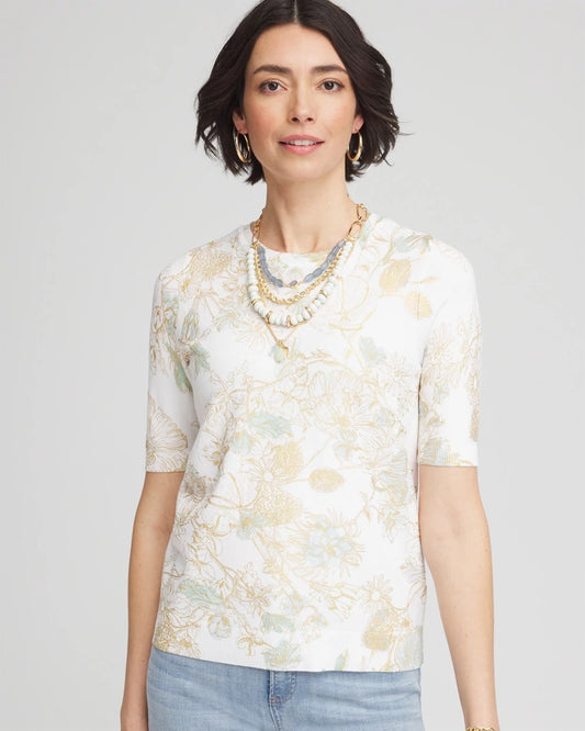 Gold Foil Cotton Sweater Tee - US 0568