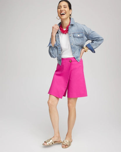 Brigitte™ Pull-On Asymmetrical Wrap Skort - US 3779