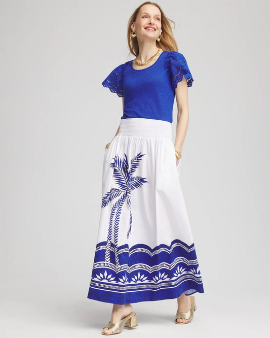 Tropical Smocked Waist Pull-On Skirt - US 6169