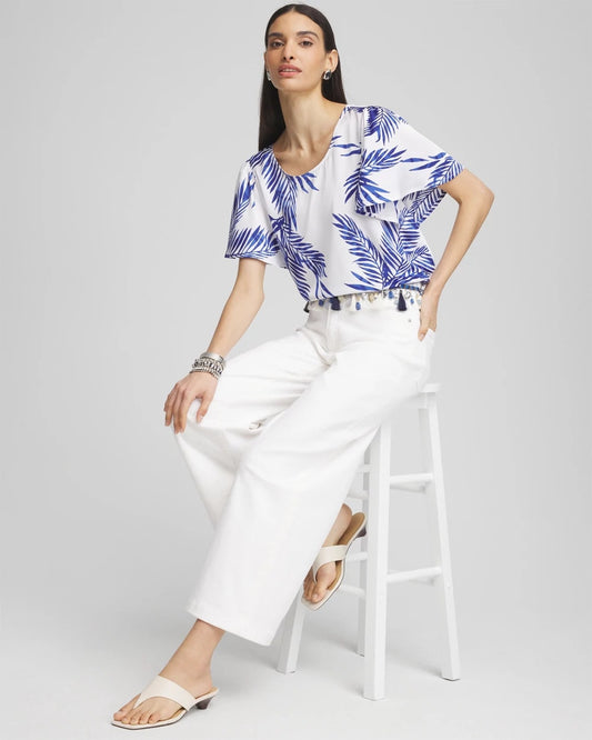 Flutter Sleeve Satin Top - US 6347