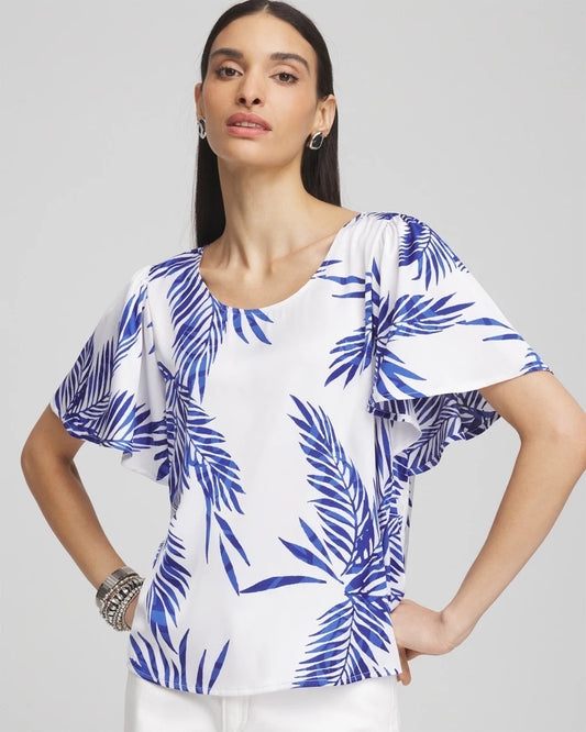 Flutter Sleeve Satin Top - US 6347