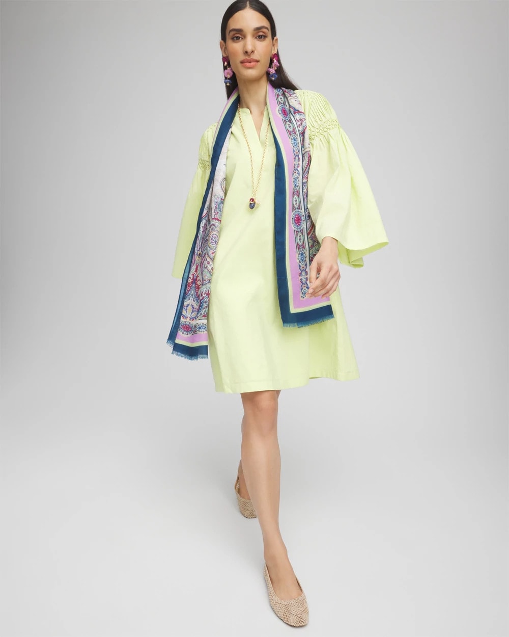 Cotton Voile Bell Sleeved Dress - US 4952