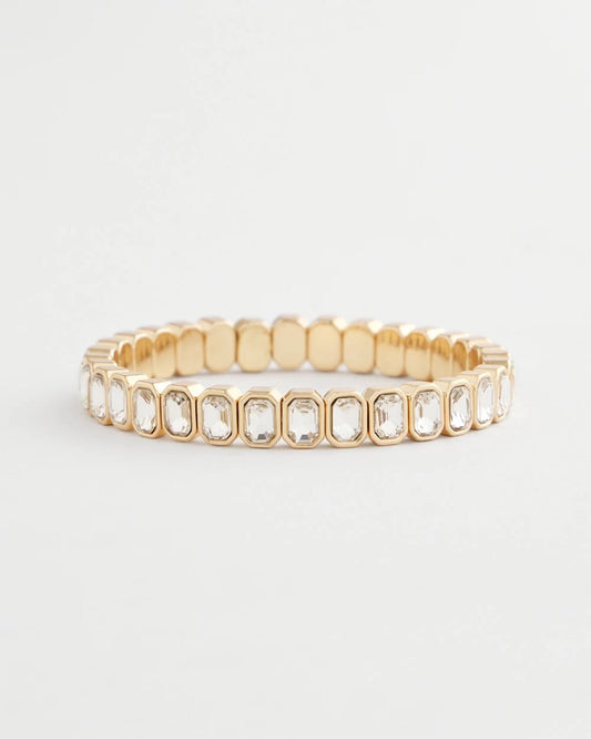 Gold Bezel Set Stretch Tennis Bracelet - US 1261