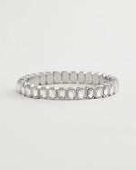 Silver Bezel Set Stretch Tennis Bracelet - US 1817