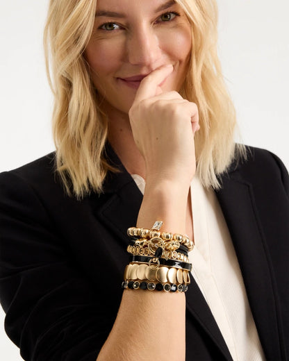 Black Enamel Stretch Bracelet - US 6390