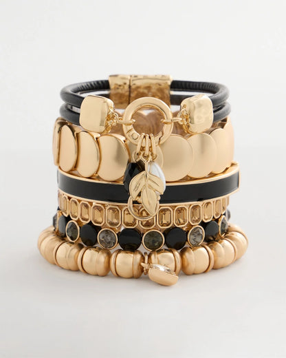 Black Enamel Stretch Bracelet - US 6390