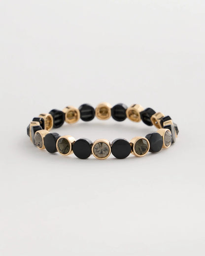 Black Enamel Stretch Bracelet - US 6390