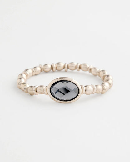 Black Stone Stretch Bracelet - US 4630