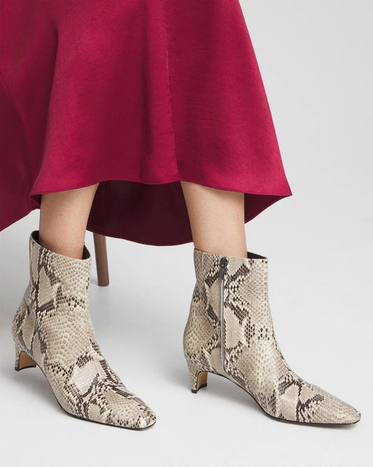 Faux Snakeskin Skinny Heel Ankle Boot - US 8769