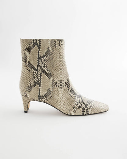 Faux Snakeskin Skinny Heel Ankle Boot - US 8769