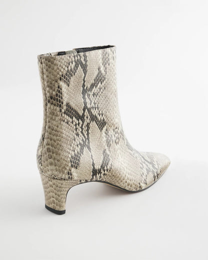 Faux Snakeskin Skinny Heel Ankle Boot - US 8769