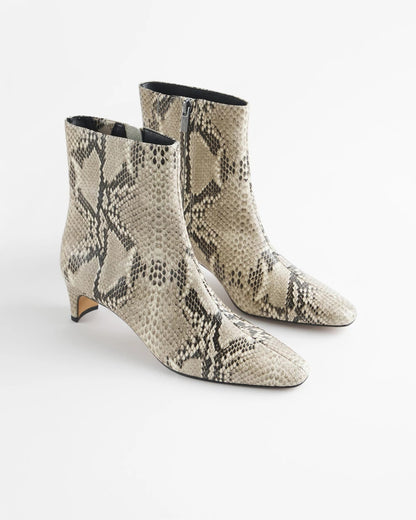 Faux Snakeskin Skinny Heel Ankle Boot - US 8769