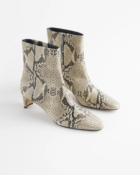 Faux Snakeskin Skinny Heel Ankle Boot - US 8769