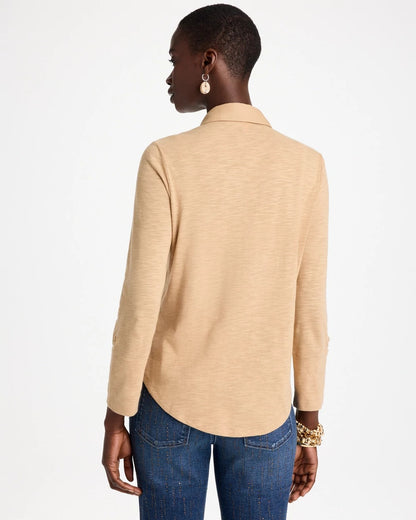 Button-Front Collared Henley Top - US 2768