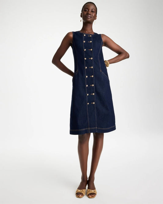 Denim Knee Length Dress - US 4291