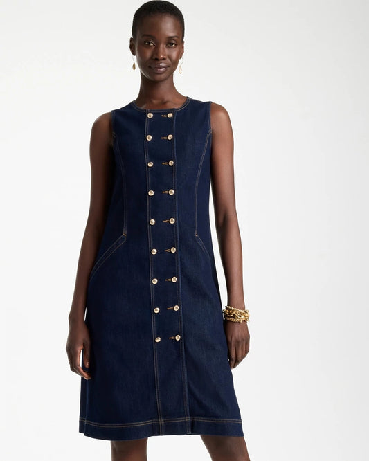 Denim Knee Length Dress - US 2624