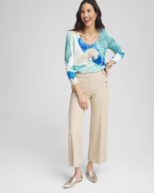 Button Knit Twill Cropped Pants - US 6392